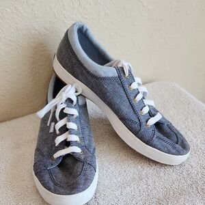 Keds Chambray Lace-Up Sneakers - Denim Blue & White